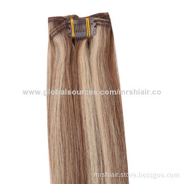 7 Piece 15-in 70g Mix Color Full Head Hair, 100% Real Remy Human Remy Clip In Hair Extensions